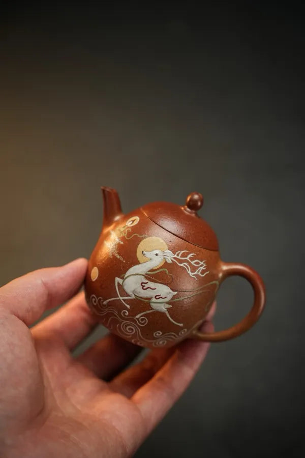 Fulu Dragon Egg·Exquisite wood-fired model·130cc Yixing purple clay teapot, ancient wood-fired method, with great texture and full of charm, fully hand-painted clay, with vivid and auspicious images, elegant shape, and excellent effect when played with.