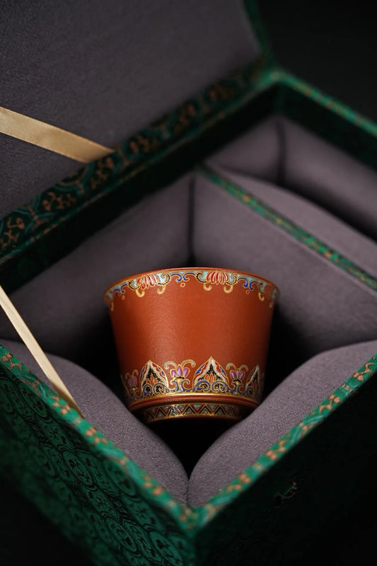 Jingyue Master Cup·Enamel·130cc (full) Exclusive design, top-quality materials, antique-like lustre, hand-made enamel craftsmanship, elegant and auspicious, the effect of playing with it is brilliant