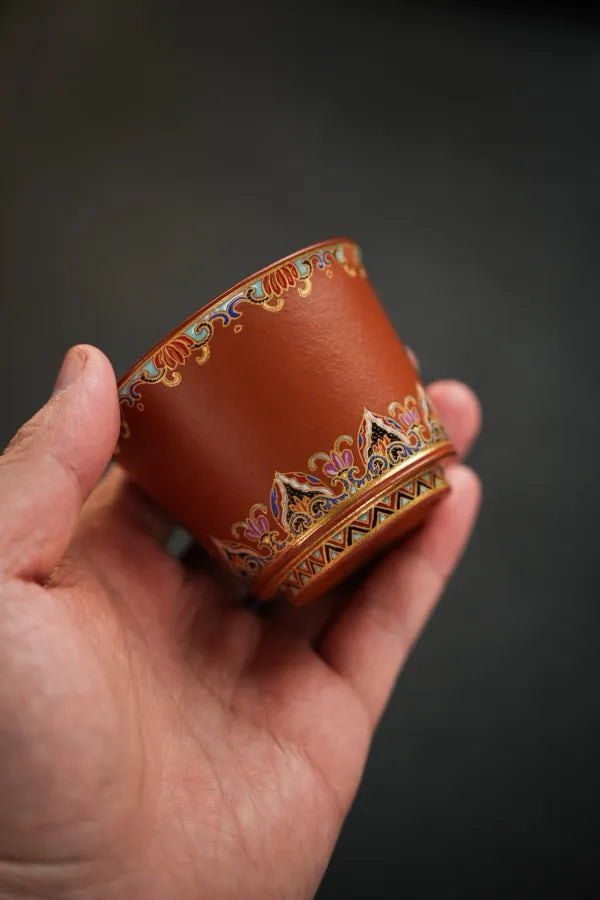 Jingyue Master Cup·Enamel·130cc (full) Exclusive design, top-quality materials, antique-like lustre, hand-made enamel craftsmanship, elegant and auspicious, the effect of playing with it is brilliant