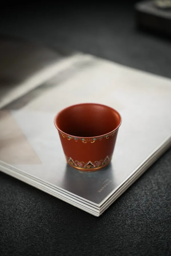 Jingyue Master Cup·Enamel·130cc (full) Exclusive design, top-quality materials, antique-like lustre, hand-made enamel craftsmanship, elegant and auspicious, the effect of playing with it is brilliant